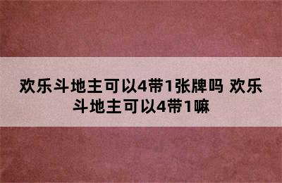 欢乐斗地主可以4带1张牌吗 欢乐斗地主可以4带1嘛